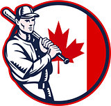 Canadian Baseball Batter Canada Flag Circle