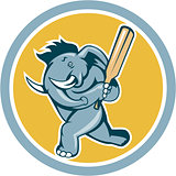 Elephant Batting Cricket Bat Cartoon