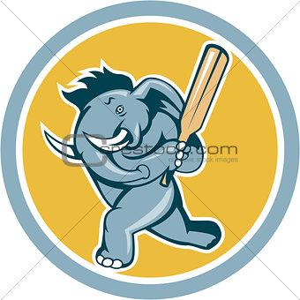 Elephant Batting Cricket Bat Cartoon
