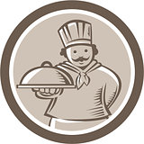 Chef Cook Serving Food Platter Circle