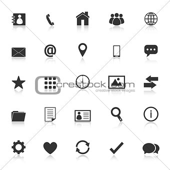 Contact icons with reflect on white background