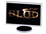Blog 3d inscription with luminous spark on screen 