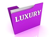 LUXURY bright white letters on a lilac folder 