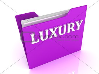 LUXURY bright white letters on a lilac folder 