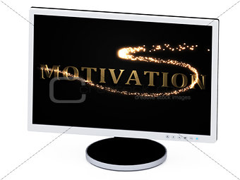 MOTIVATION 3d inscription with luminous spark on screen 