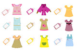 Vector collection of baby and children clothes collection.