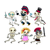 Group of funny skeletons.