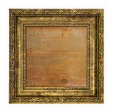 Ruined golden frame with wooden interior