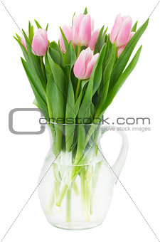 pink tulips bouquet in vase