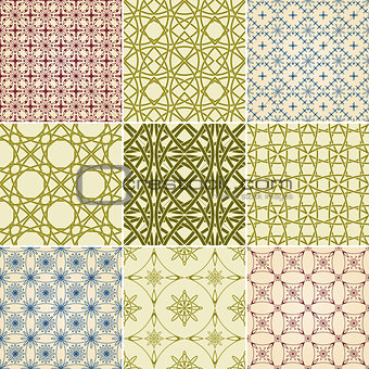 set of nine vector seamless patterns