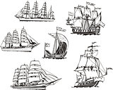 Sketches of sailing vessels