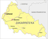 Map of Zakarpattia Oblast (Transcarpatia)
