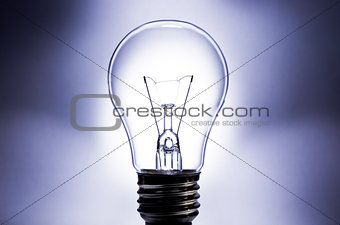 Electric light bulb with light background
