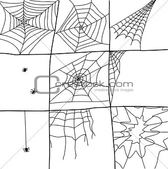 Hand Drawn Spider Webs