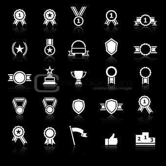 Award icons with reflect on black background