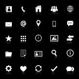 Contact icons with reflect on black background