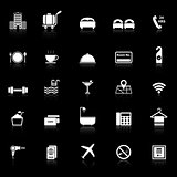 Hotel icons with reflect on black background