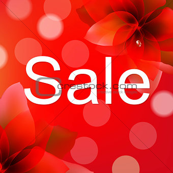 Red Sale Poster With Flower