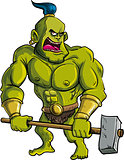 Cartoon ogre with a big hammer