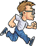 Cartoon running man with glasses