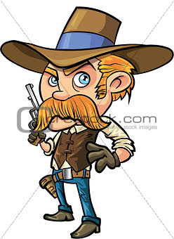 Cute cowboy cartoon with mustache