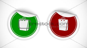 Sticker style shopping bag sign