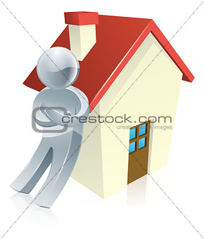 Mascot person and house