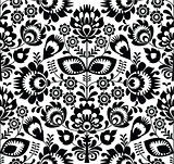 Polish folk seamless pattern in black and white