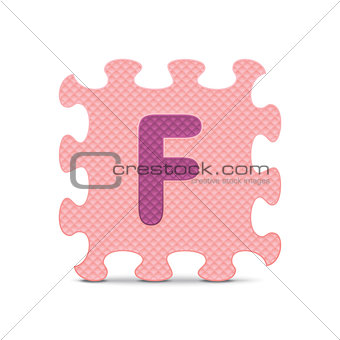 Vector letter "F" written with alphabet puzzle