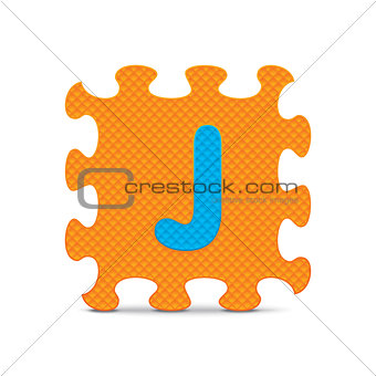 Vector letter "J" written with alphabet puzzle