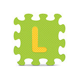 Vector letter "L" written with alphabet puzzle