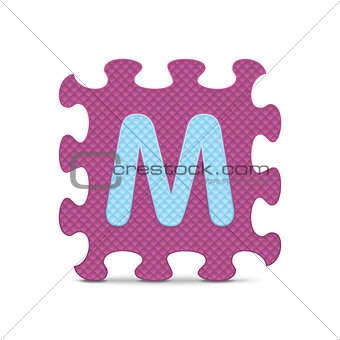 Vector letter "M" written with alphabet puzzle