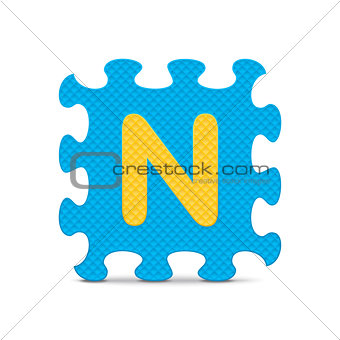 Vector letter "N" written with alphabet puzzle