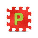 Vector letter "P" written with alphabet puzzle