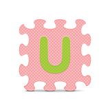 Vector letter "U" written with alphabet puzzle