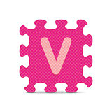 Vector letter "V" written with alphabet puzzle