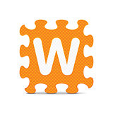 Vector letter "W" written with alphabet puzzle