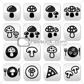 Mushroom vector buttons set