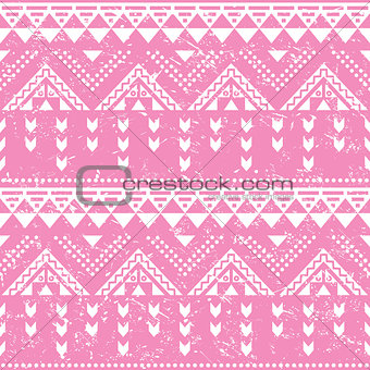 Tribal pattern, pink aztec print - old grunge style