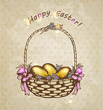 Easter basket with golden eggs