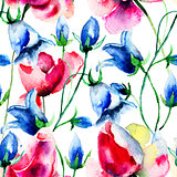 Seamless wallpaper with Bell flowers