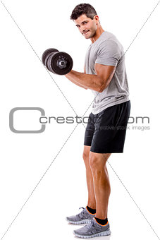 Athletic man making exercise