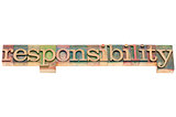 responsibility word in wood type
