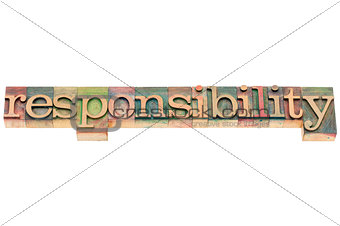 responsibility word in wood type