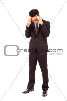 businessman have a headache with painful expression