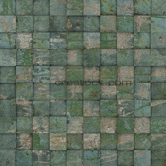 3d square mosaic tiled green grunge pattern 