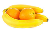 fresh ripe bananas and orange fruits