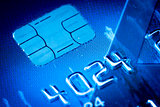 Credit card chip in blue