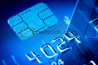 Credit card chip in blue