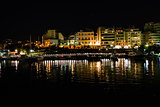 Piraeus Marina port in the night